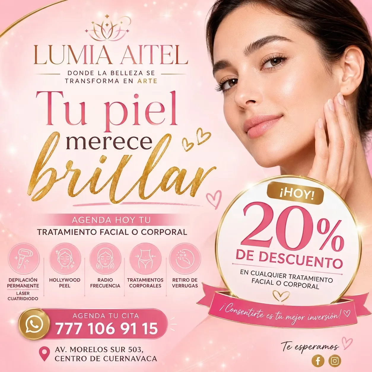 Promoción visual de tratamientos de Lumia Aitel